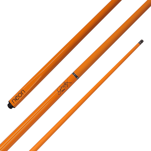 Grafex Neon Fluorescent - 2-Piece Multi Weight Graphite Cue 57" / 9mm Glue On / Orange Cues