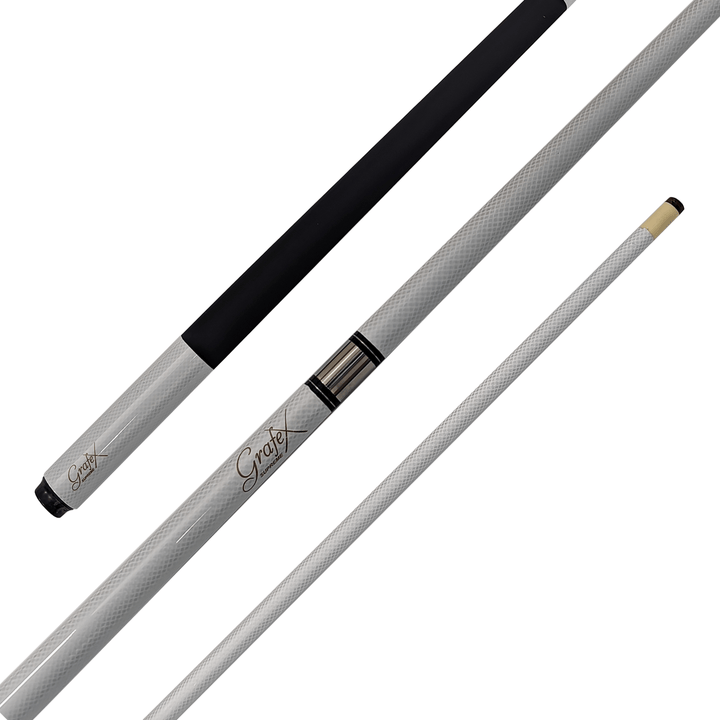 Grafex Supreme - 2-Piece Multi Weight Graphite Cue 58" / 13mm Glue On / White Cues