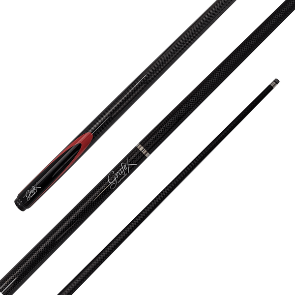Grafex Supreme - 2-Piece Multi Weight Graphite Cue 58" / 9mm Glue On / Black Cues