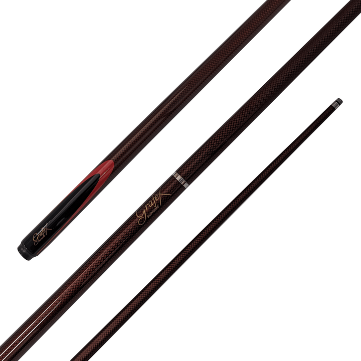 Grafex Supreme - 2-Piece Multi Weight Graphite Cue 58" / 9mm Glue On / Burgundy Cues