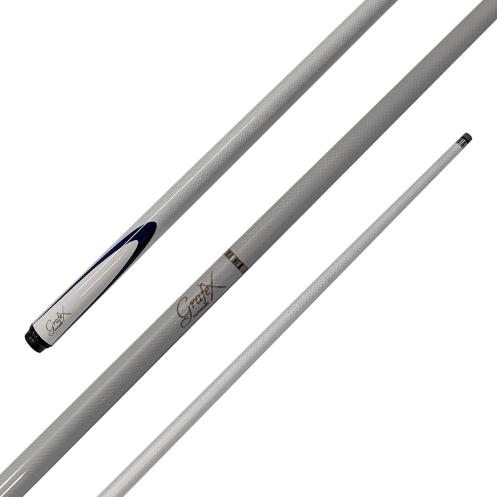 Grafex Supreme - 2-Piece Multi Weight Graphite Cue 58" / 9mm Glue On / White Cues