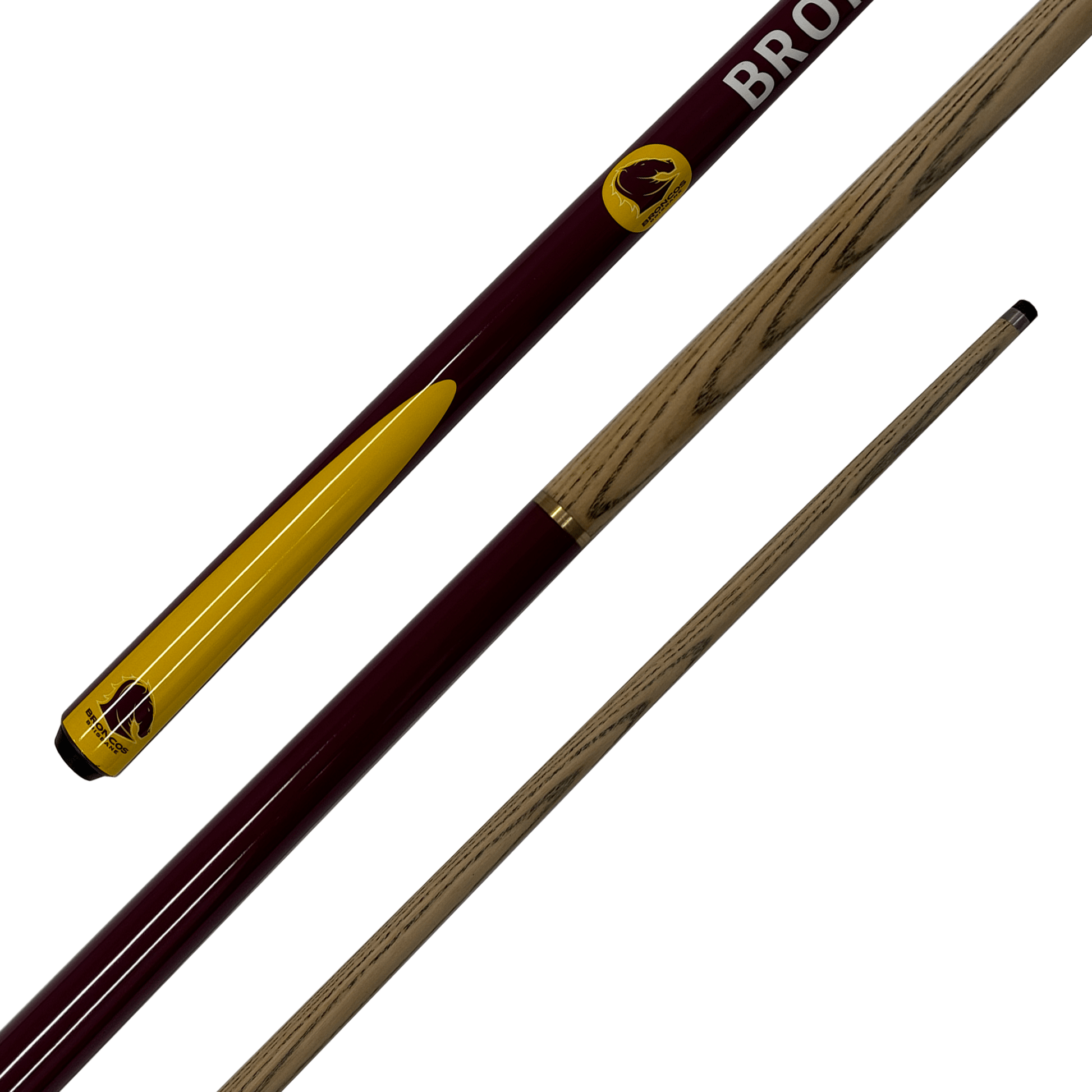 NRL NRL Teams - 2-Piece Ash Cue 57" / 10mm Glue On / Brisbane Broncos Cues