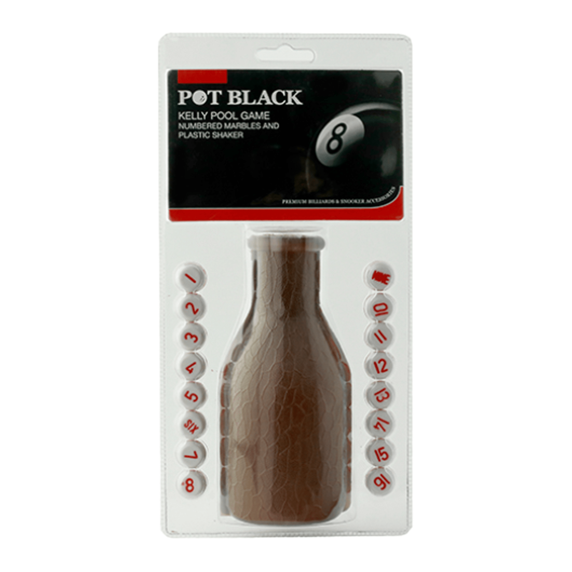 Pot Black Kelly Pool Bottle & Marbles Red & Brown Accessories