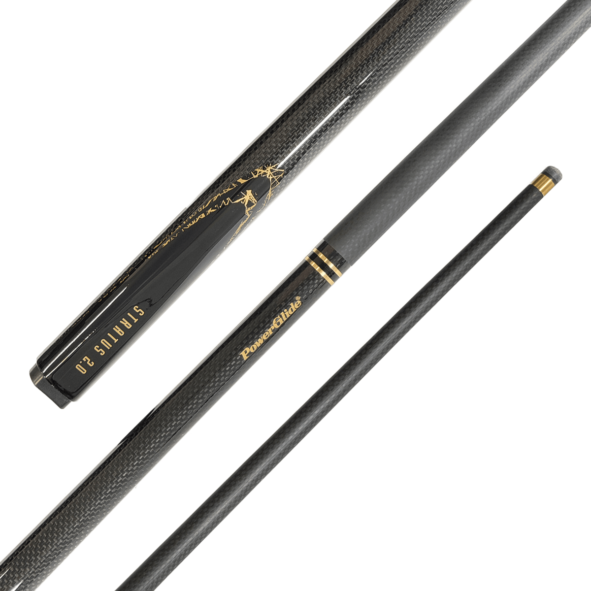 Powerglide Stratus - 2-Piece Graphite Cue 57" / 10mm Glue On / Black Cues