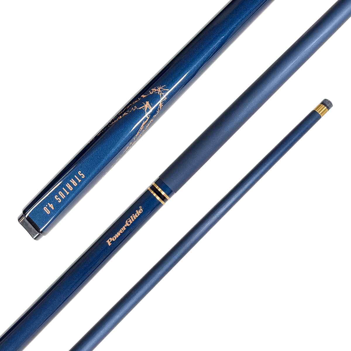 Powerglide Stratus - 2-Piece Graphite Cue 57" / 10mm Glue On / Mid Blue Cues