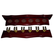 Formula Sports 6 Clip Cue Rack Mahogany & Brass Accessories