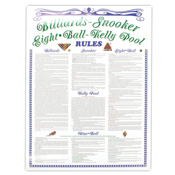 Formula Sports Billiard Rule Poster Accessories