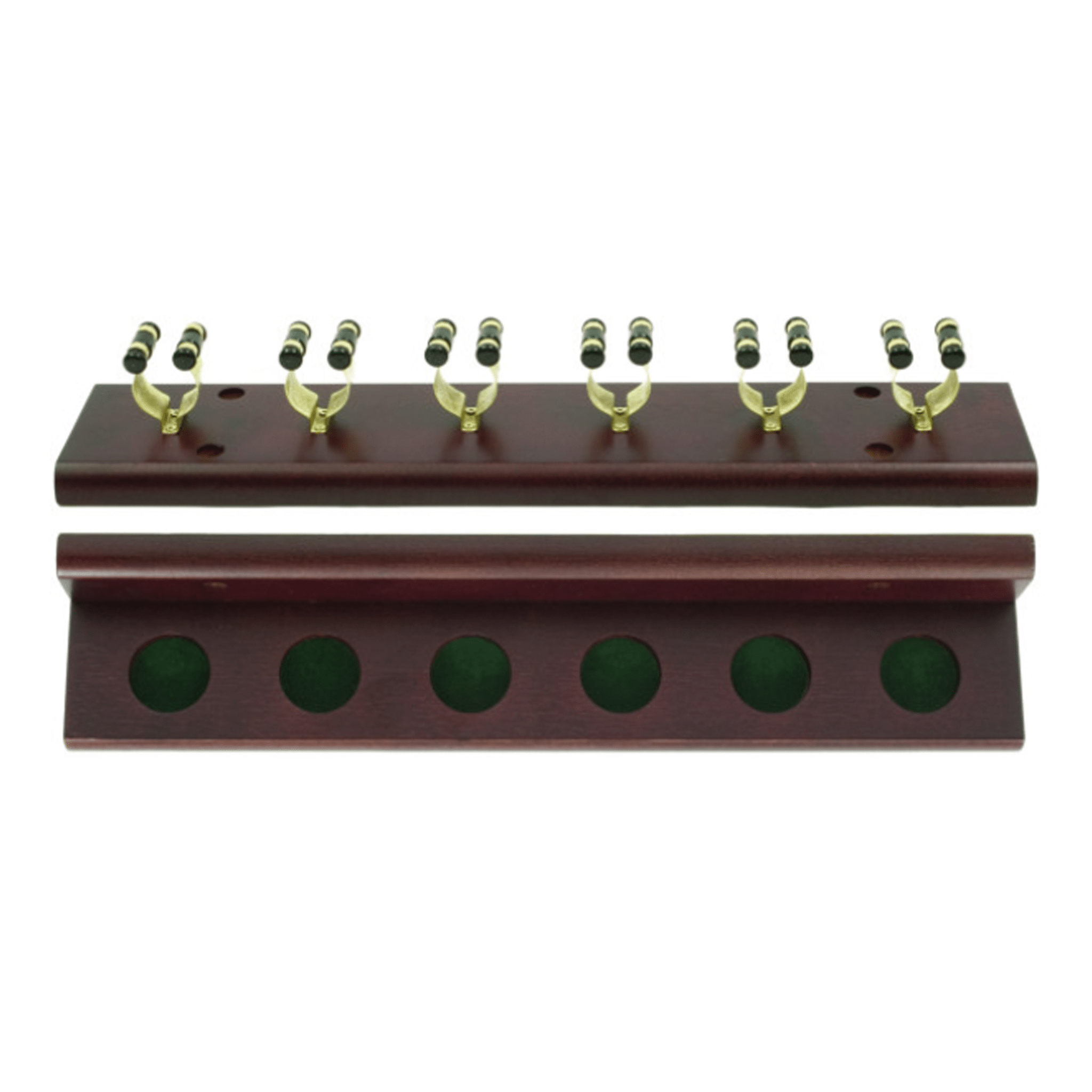 Mitchell 6 Clip Cue Rack 6 Cue / Jarrah & Brass Accessories