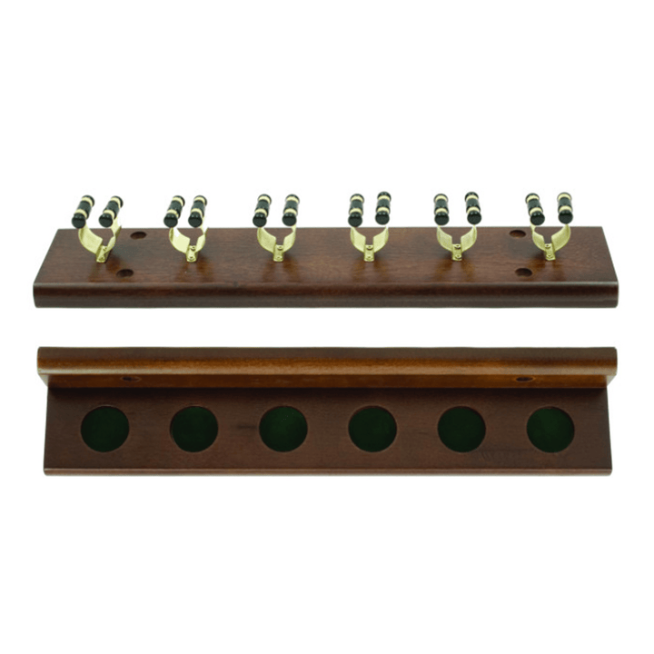 Mitchell 6 Clip Cue Rack 6 Cue / Walnut & Brass Accessories